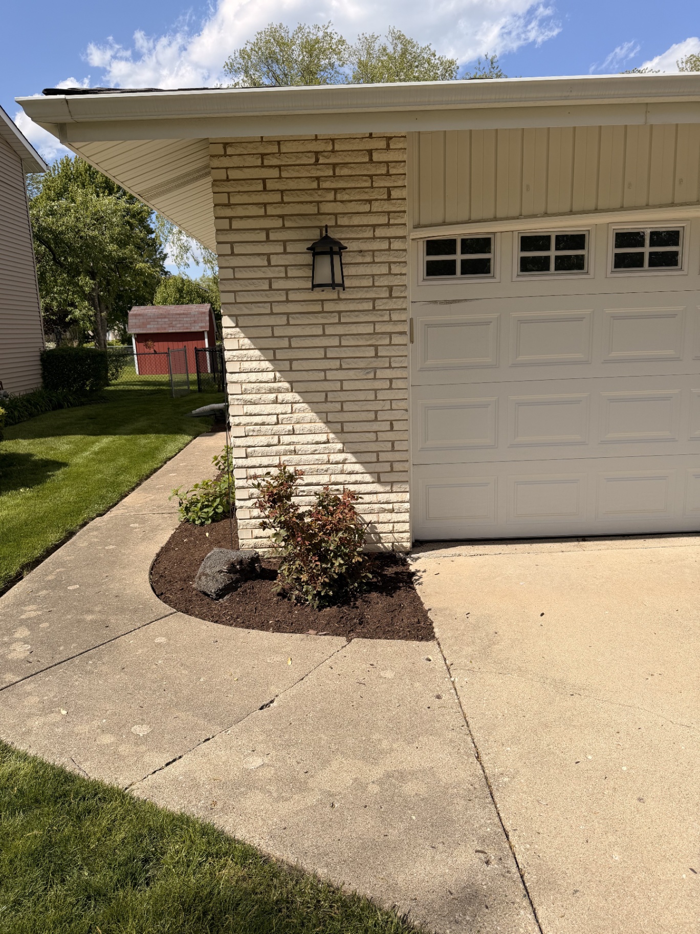 Garage corner planting bed