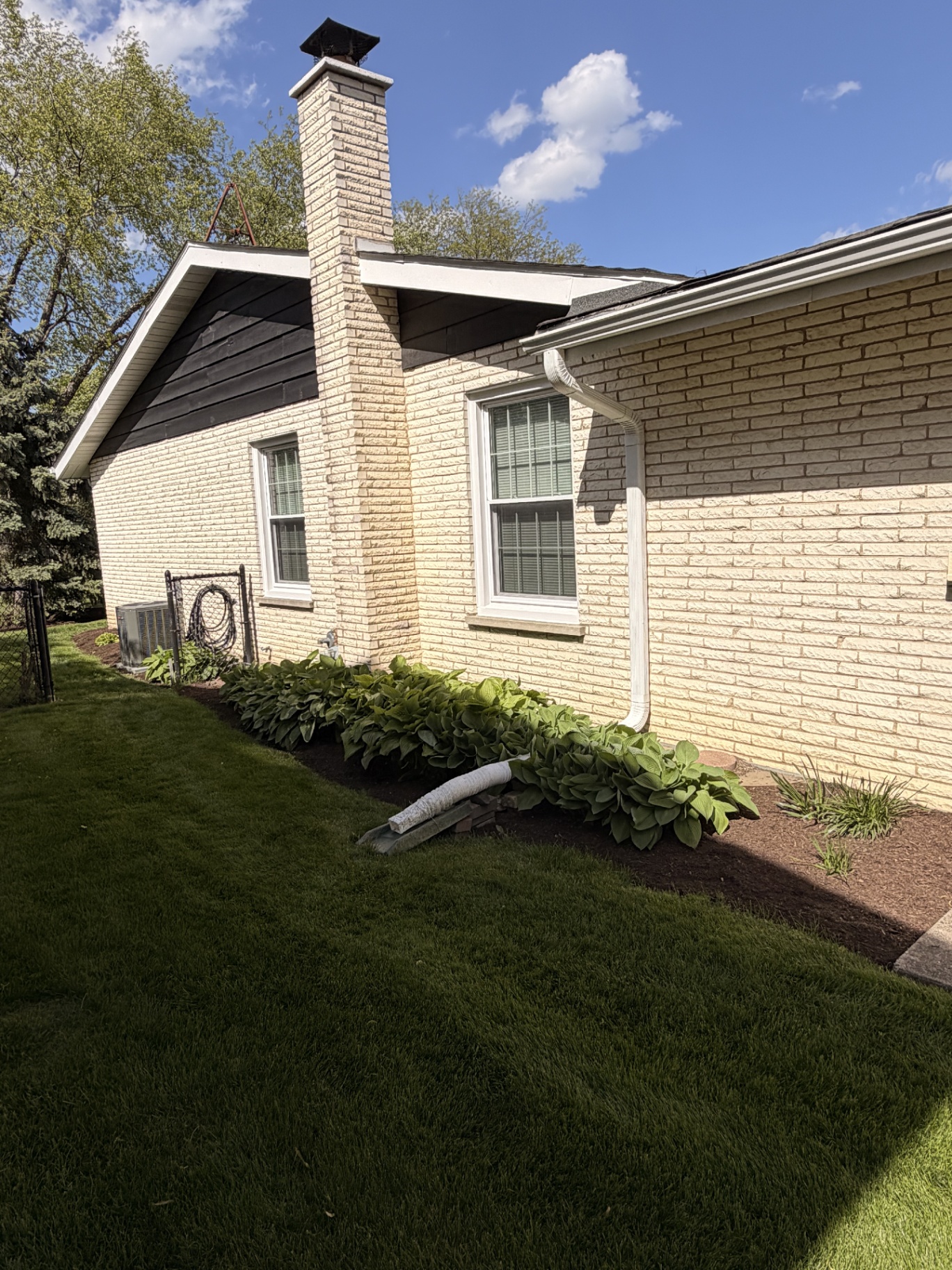 Chimney-side landscape cleanup
